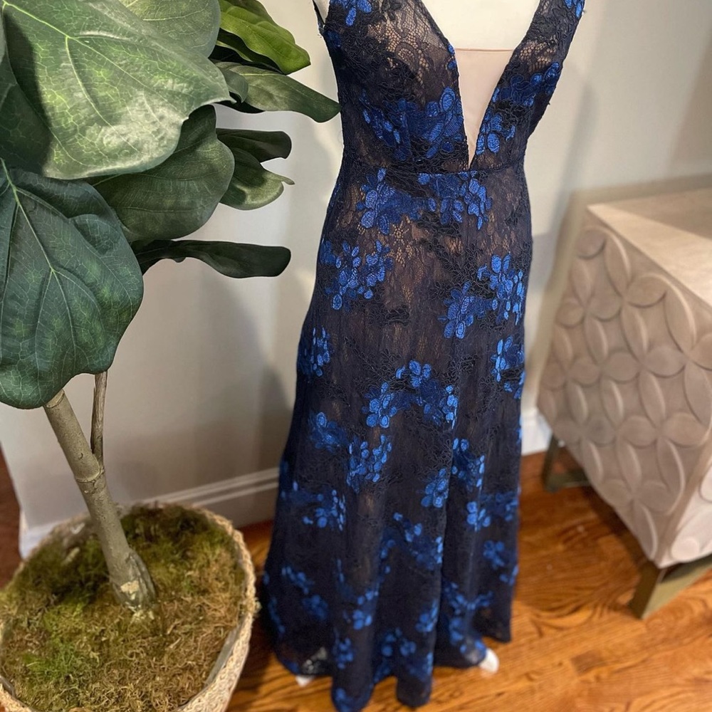 BCBG black and blue A line dress